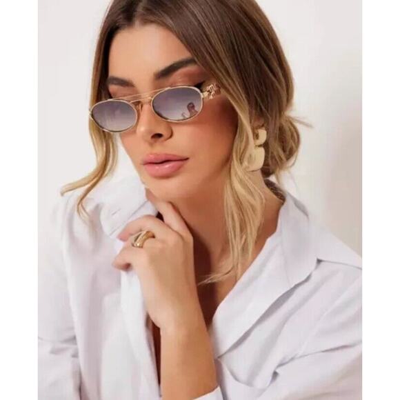 MIU MIU MU 54ZS 5AK30C Gold Grey Gradient Lens Oval Women Sunglasses AUTHENTIC main image 6